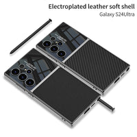 Thumbnail for Electroplated Plain Leather Galaxy Ultra Series Case